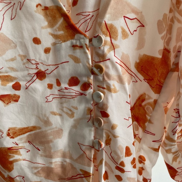 NWOT COS|| Tailored Wrap Dress, Size 6 in Orange and White, Tencel - Picture 6 of 12